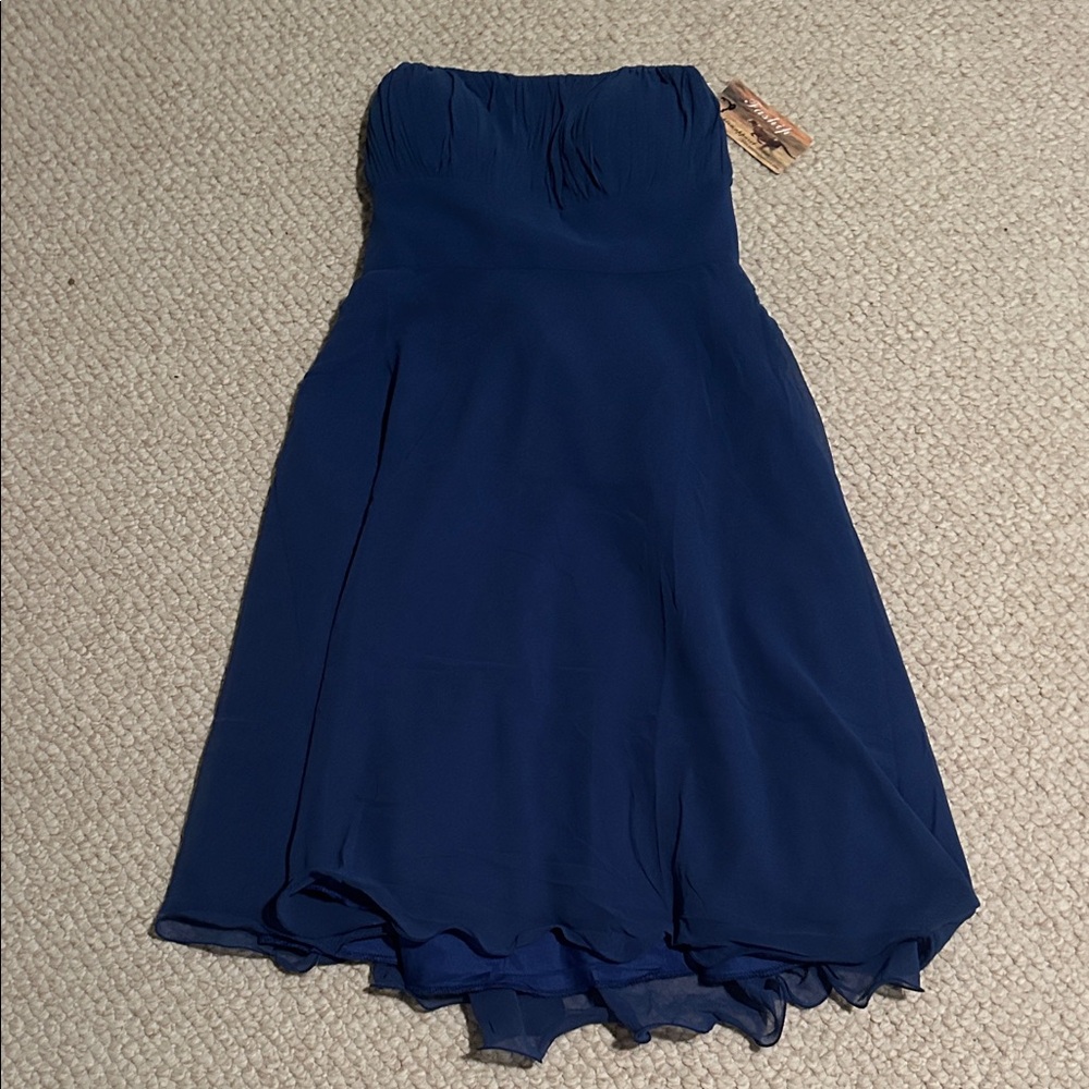 Elegant Blue Strapless Dress